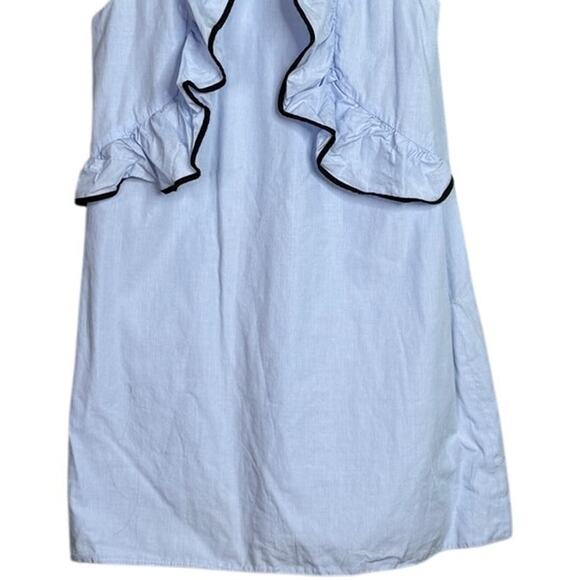 Zara Trafaluc Sleeveless Ruffle Cotton Mini Dress Side Zip Up XS Light Blue - Picture 3 of 15